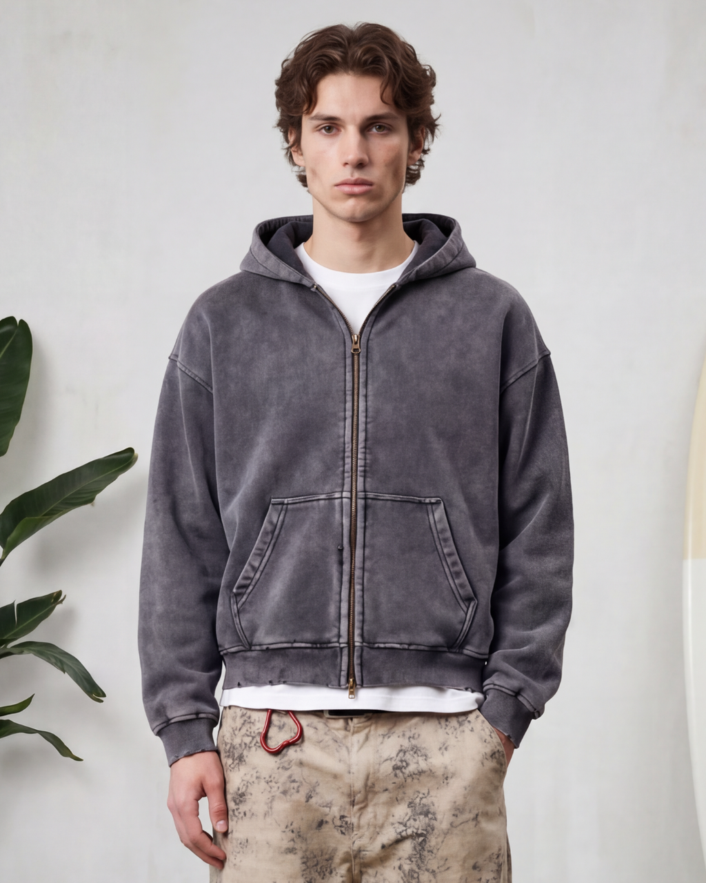 FELPA ZIP GRIGIA