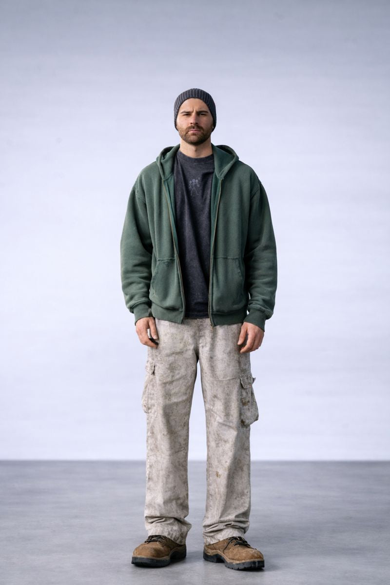 "Burrosa" WASHED ZIP HOODIE