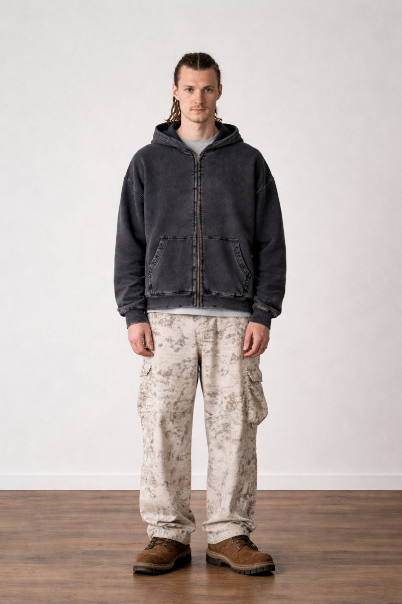 "Burrosa" WASHED ZIP HOODIE