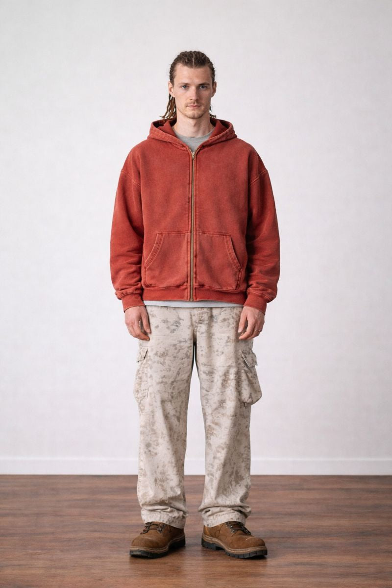 "Burrosa" WASHED ZIP HOODIE