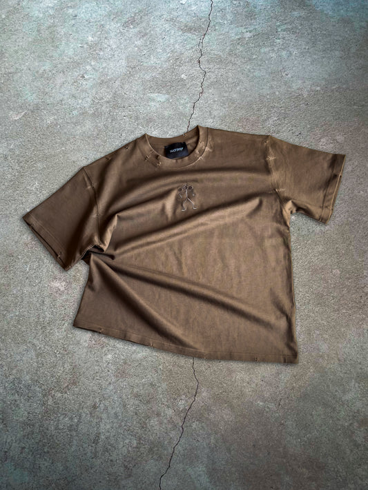 Distressed Chocolate Brown  tee