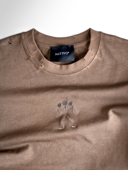 Distressed Chocolate Brown  tee